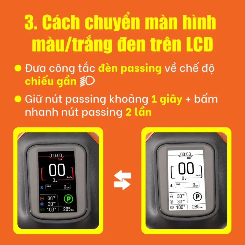 Cách chuyển màn hình màu/trắng đen trên LCD