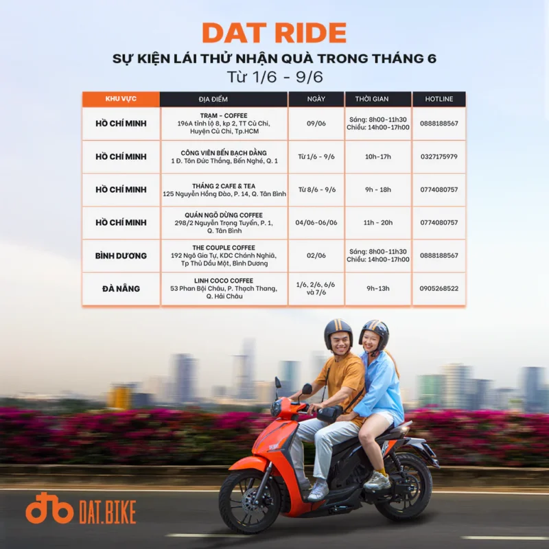 Lịch lái thử tuần 1 (1/6 - 9/6)