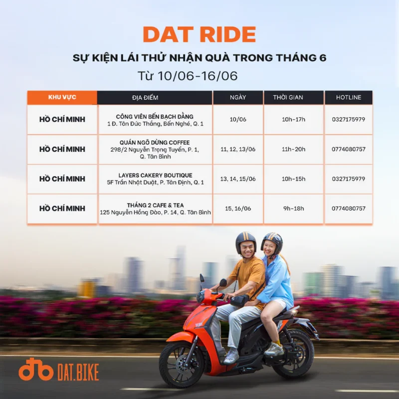 Lịch lái thử tuần 2 (10/6 - 16/6)